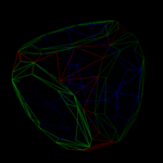 Wireframe of mesh produced by mesh intersections of low resolution primitives.