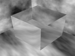 A ray traced clear cube for testing refraction. 